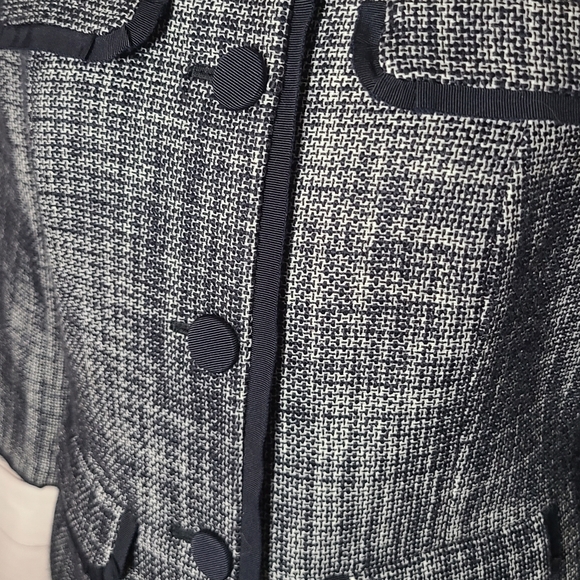 Talbots Tweed Crop Four Button Ruffle Trim Detail Blazer Jacket - Picture 8 of 11
